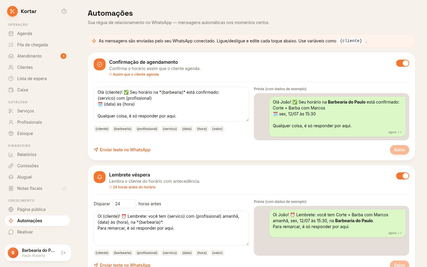 O relacionamento no automático